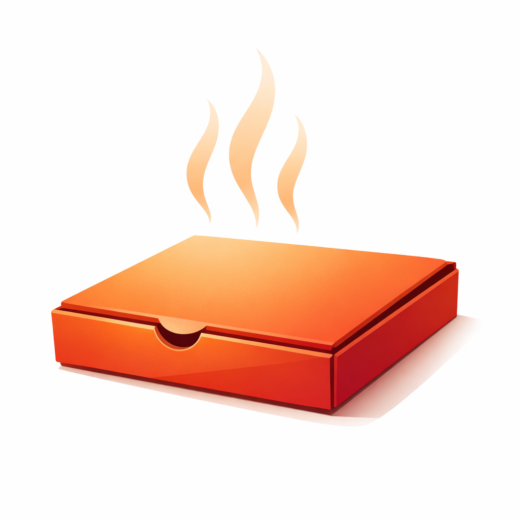 Pizza box with heat waves illustration - understanding pizza delivery temperature